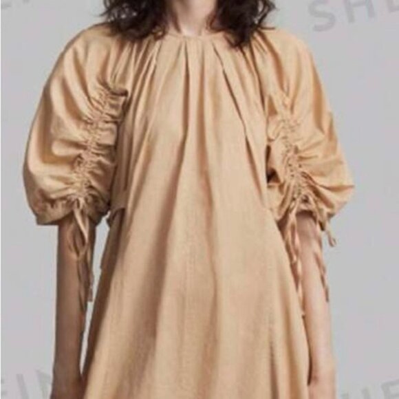 SHEIN Tan Puff Sleeve Sundress for Wedding Guests - Picture 1 of 2